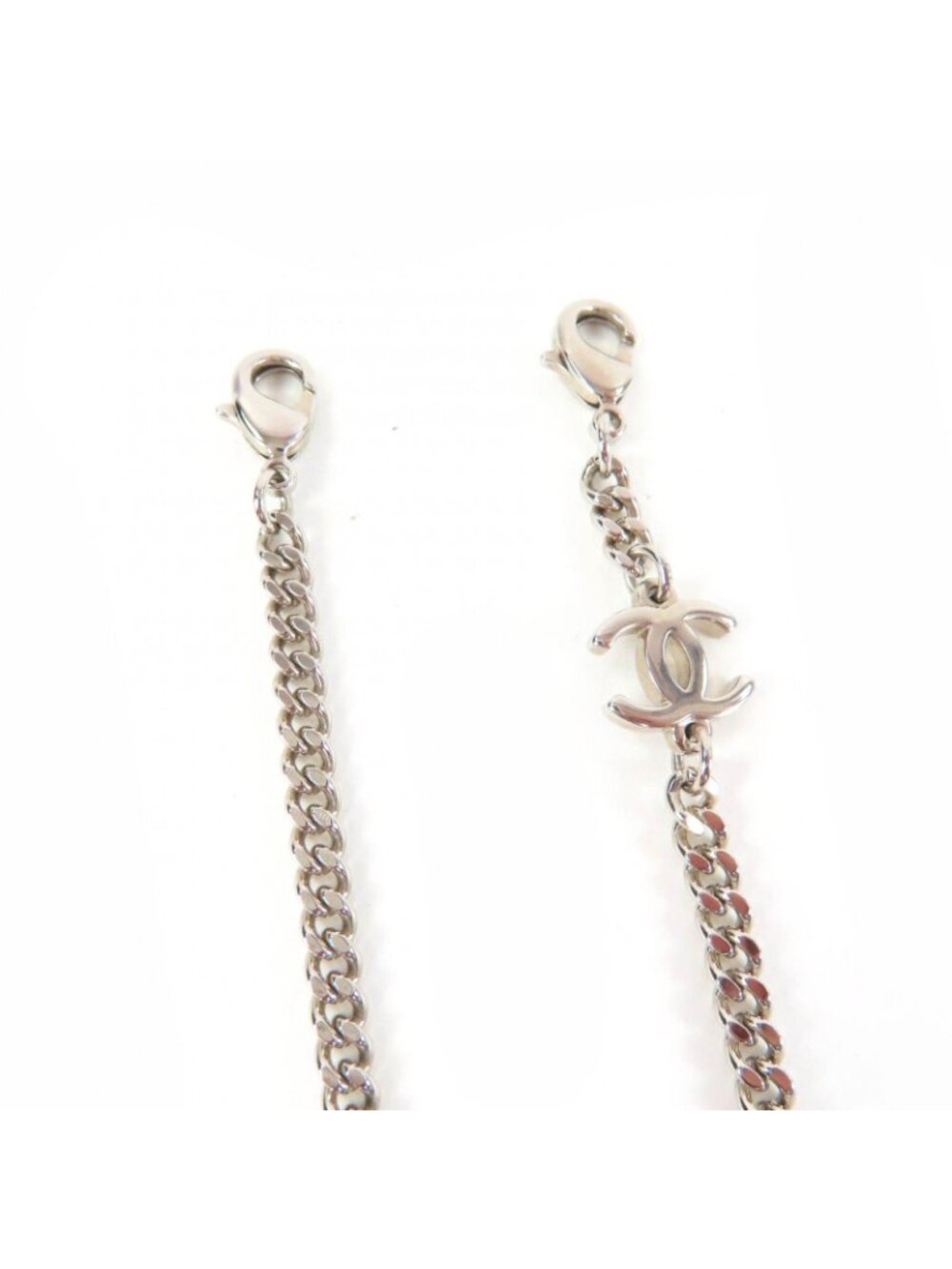 Chanel CC Logo Round Sunglasses with Chain Silver Clear Brown Case Necklace - Picture 10 of 13